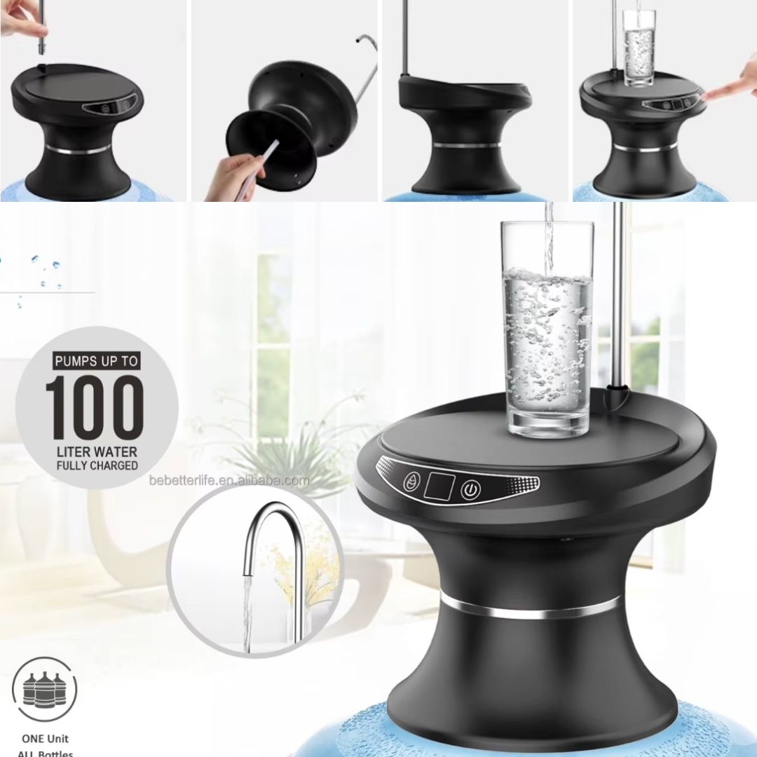 Drinking Water Dispenser Pump, Automatic Electric Drinking Water Bottle Pump for 1-6 Gallon Water Jugs, USB Rechargeable with Switch Control, Stable and Portable for Home, Kitchen, Office, Camping