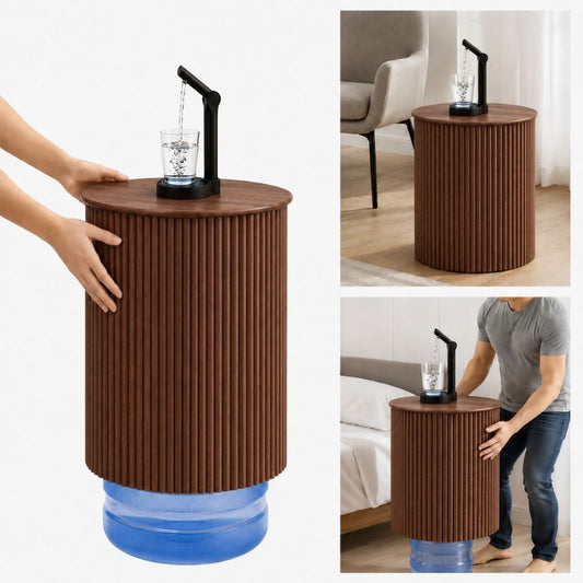 Walnut Round Water Jug Table with Adjustable Head Design Desktop Water Dispenser Pump