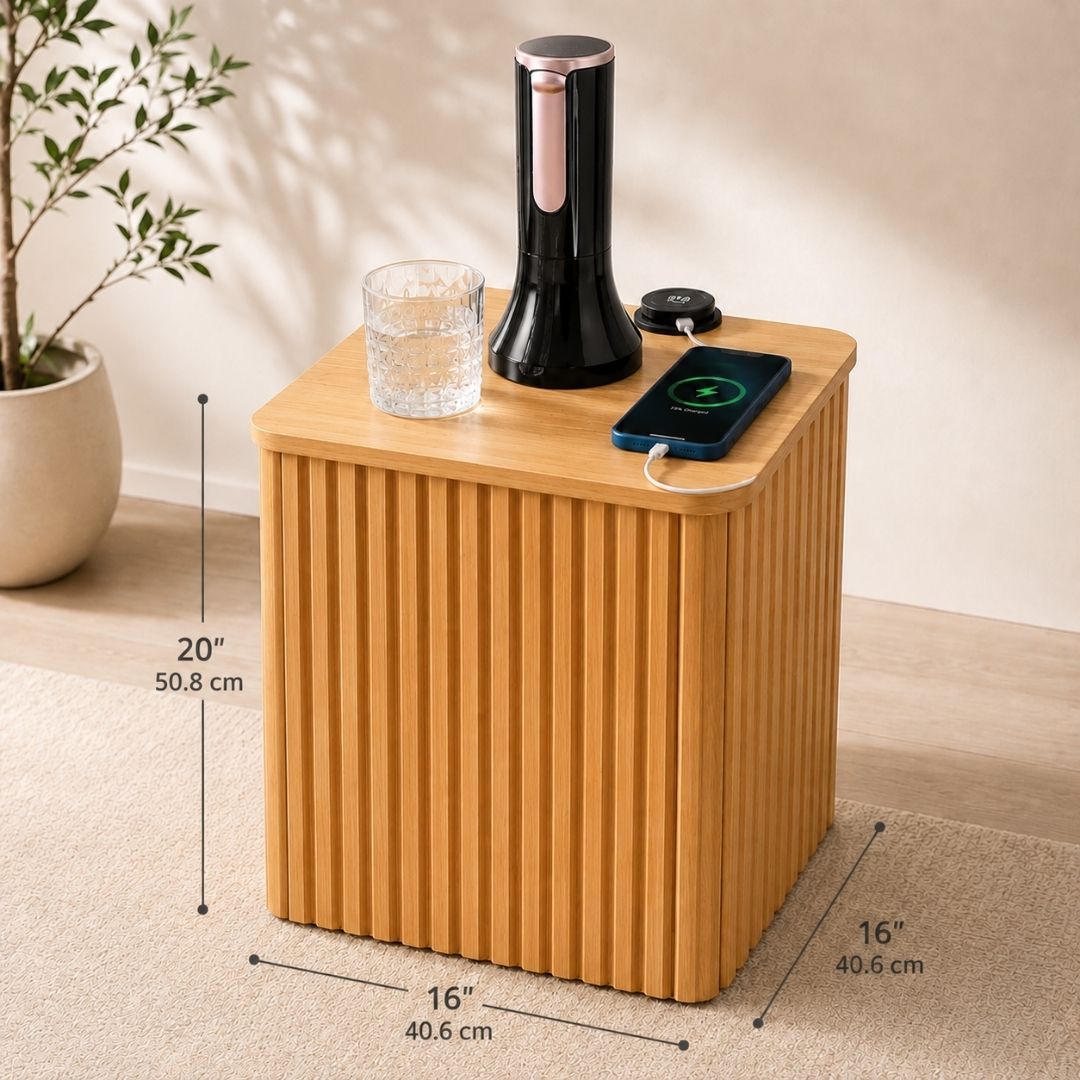 Nature Square Water Jug Table with Charging Station and Water Dispenser Pump