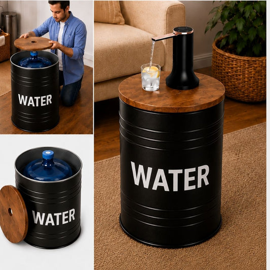 Black Metal Barrel Water Jug Side Table with Wireless Water Pump Dispenser - Fits All Bottles (Copy)