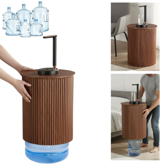 Walnut Round Water Jug Table with Adjustable Head Design Desktop Water Dispenser Pump