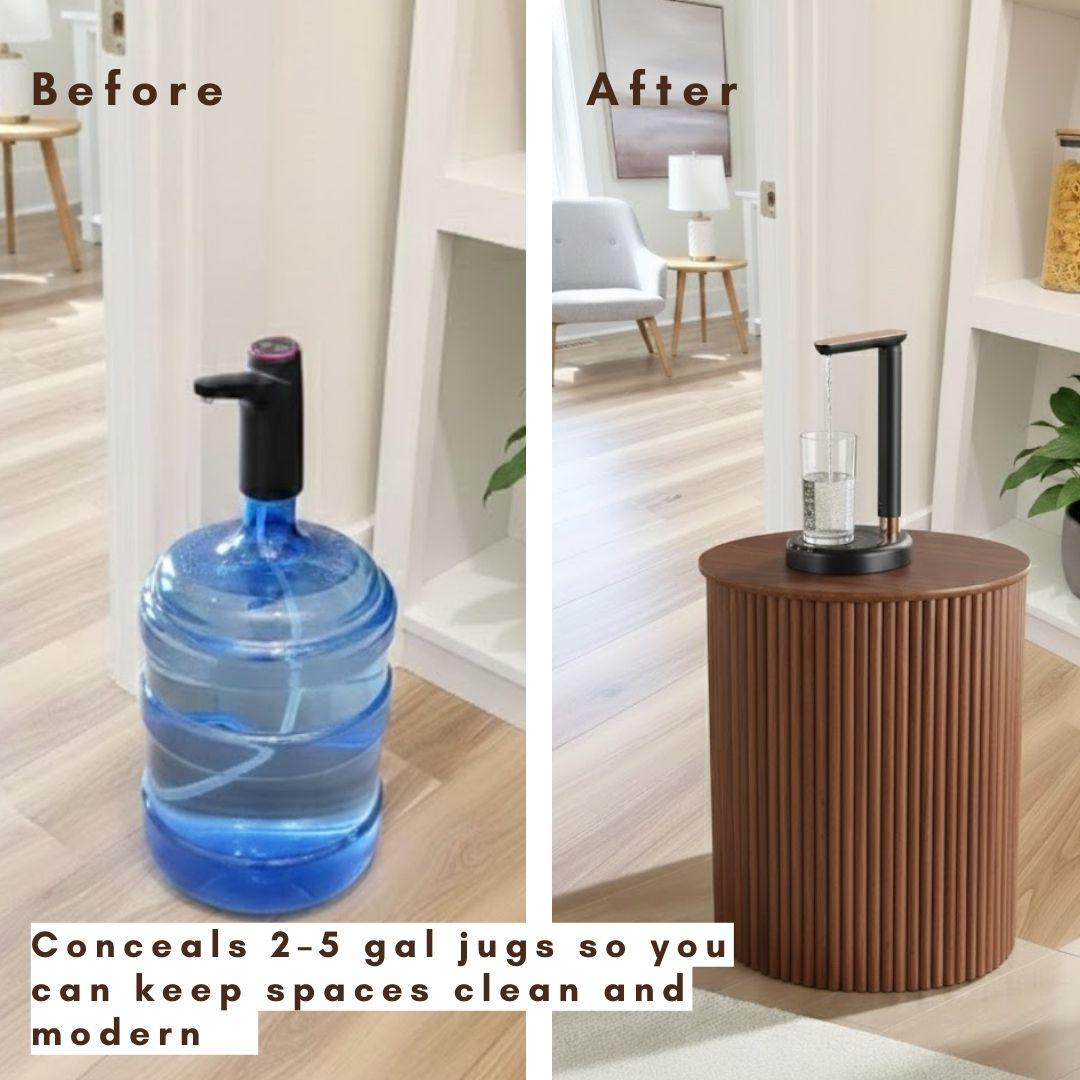 Walnut Round Water Jug Table with Adjustable Head Design Desktop Water Dispenser Pump
