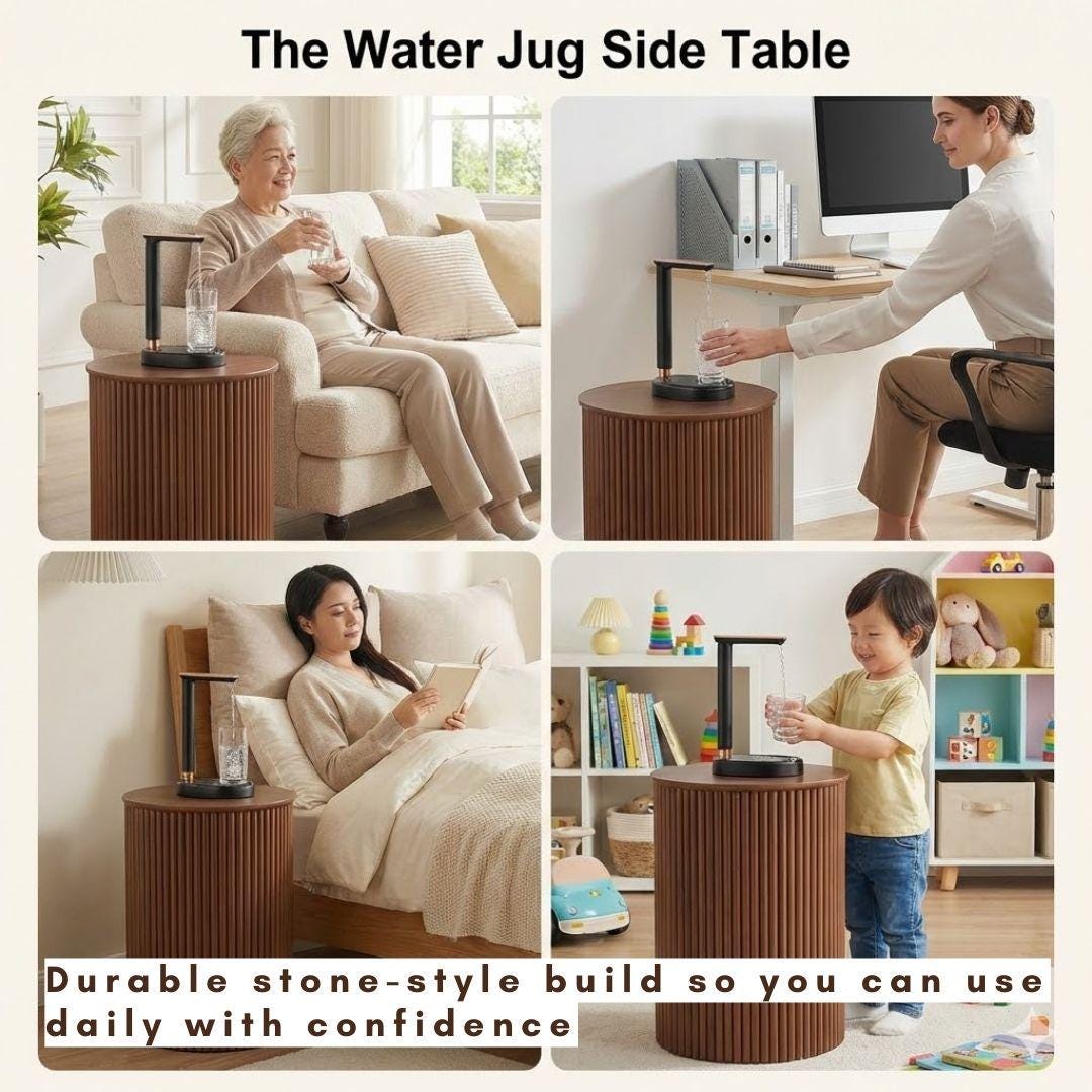 Walnut Round Water Jug Table with Adjustable Head Design Desktop Water Dispenser Pump