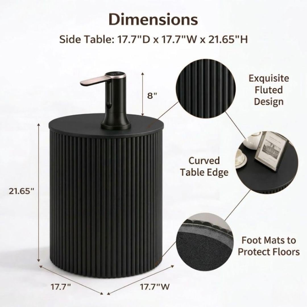 Black Water Jug Side Table, Hidden 1-5 Gallon Water Bottle Cover, Water Bottle Holder Nightstand, Modern Water Jug Storage Stand Fits Most Bottles