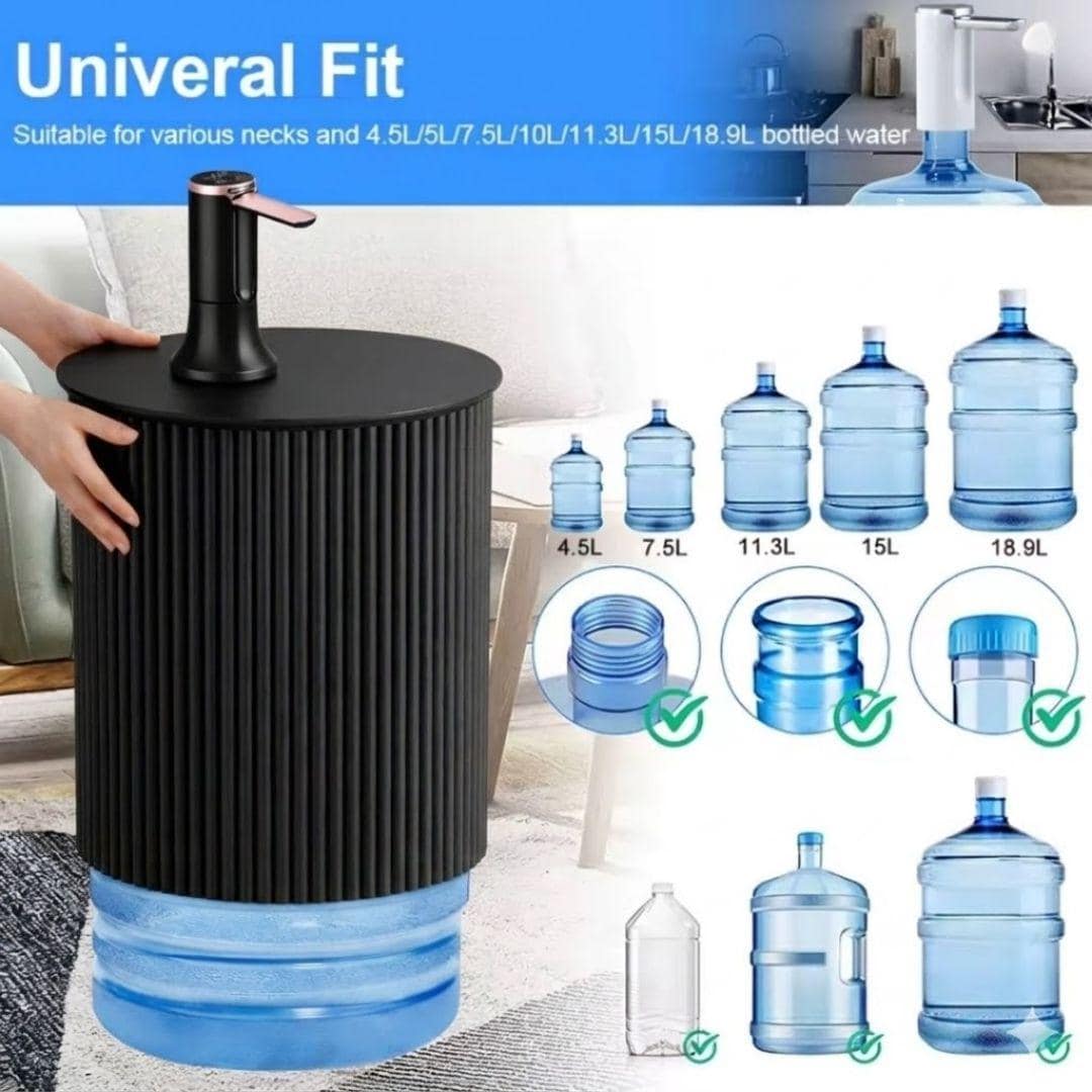 Black Water Jug Side Table, Hidden 1-5 Gallon Water Bottle Cover, Water Bottle Holder Nightstand, Modern Water Jug Storage Stand Fits Most Bottles