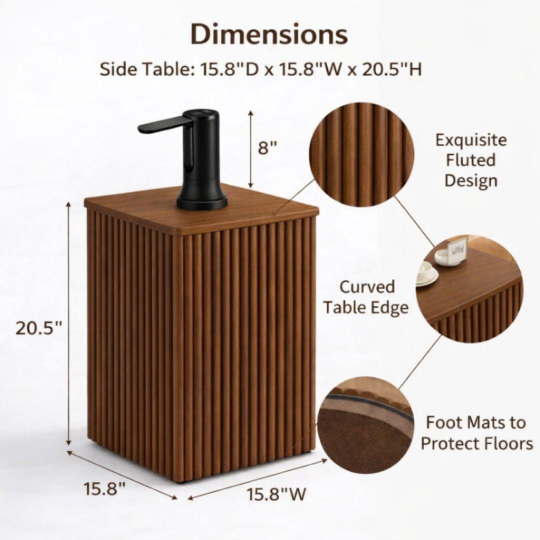 Square Water Jug Side Table, Hidden Storage 1–5 Gallon Dispenser Cover, Water bottle Rack, Nesting Water Jug Holder Fits All Bottles