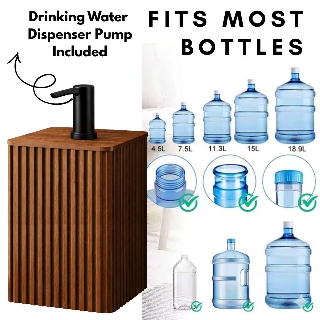 Square Water Jug Side Table, Hidden Storage 1–5 Gallon Dispenser Cover, Water bottle Rack, Nesting Water Jug Holder Fits All Bottles