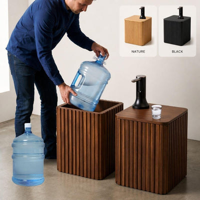 Square Water Jug Side Table, Hidden Storage 1–5 Gallon Dispenser Cover, Water bottle Rack, Nesting Water Jug Holder Fits All Bottles